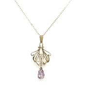 Vintage 9ct Yellow Gold Amethyst Drop Pendant image