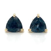 9ct Yellow Gold Earth Grown Trillion Cut London Blue Topaz Stud Earrings image