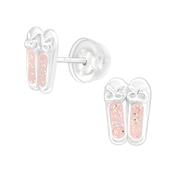 Children’s Sterling Silver Pink Ballet Slipper Earrings image