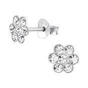 Sterling Silver Clear Cz Flower Stud Earrings