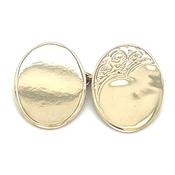 Vintage 9ct Yellow Gold Half Engraved Oval Cufflinks image