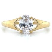 9ct Yellow Gold Oval Cz Four Claw Ring