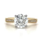 Leah - 18ct Yellow Gold 1.89ct Laboratory Grown Four Claw Round Solitaire Diamond Engagement Ring With Castle Set Shoulders image