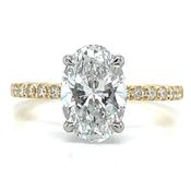 Valencia - 18ct Yellow Gold Laboratory Grown 1.70ct Oval Solitaire With Hidden Halo Engagement Ring And Castle Set Shoulders