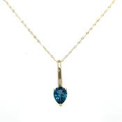 9ct Yellow Gold Earth Grown Pear Cut London Blue Topaz Pendant image