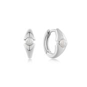 Ania Haie Silver Pearl Geometric Hoop Earrings image