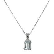 9ct White Gold Earth Grown 0.01ct Diamond And Aquamarine Pendant image