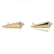 9ct Yellow Gold Spear Tip Earrings With Cz