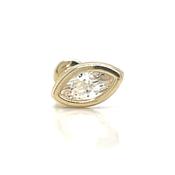 9ct Yellow Gold Cz Marquise Single Flatback Earring image