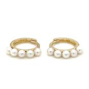 9ct Yellow Gold Hoops with Dotted Pearls image