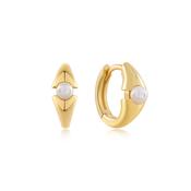 Ania Haie Gold Pearl Geometric Hoop Earrings image