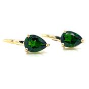 9ct Yellow Gold Earth Grown Pear Cut Chrome Diopside Drop Earrings image