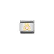 CHARM, COMPOSABLE LINK, PINK BEAR IN GOLD