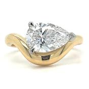 Cara - 18ct Yellow Gold 2ct-2.08ct Laboratory Grown Horizontal Pear Cut Diamond Shaped Band Ring image
