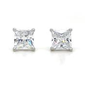 Sterling Silver Princess Cut Cz Stud Earrings