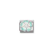 COMPOSABLE CL SYMBOLS stainless steel, enamel, Cubic Zirconia and 925 sterling Green Flower image