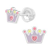 Children’s Sterling Silver Purple Crown Earring’s image