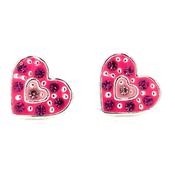Childrens Sterling Silver Pink Heart Earrings image