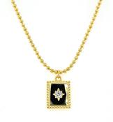 Golden Square Beaded Edge Cz Pendant image