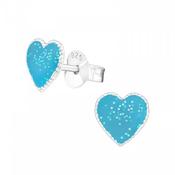 Children's Silver Blue Heart Ear Studs