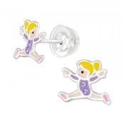 Childrens Sterling Silver Gymnastics Girl Earring image