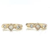 Golden Opal And Cz Small Hoop Earrings