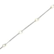 9ct White Gold Pearl Cobra Link Bracelet