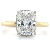Grace - 14ct Yellow Gold 2.09ct Laboratory Grown Elongated Cushion Cut Diamond Engagement Ring With Hidden Halo