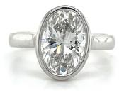Mila - Platinum 3.01ct Laboratory Grown Oval Cut Bezel Set Diamond Solitaire Engagement Ring image