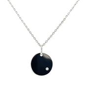9ct White Gold Engraveable Disc With Diamond