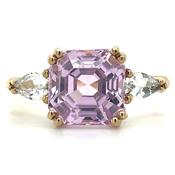 9ct Yellow Gold Earth Grown 2.3ct Kunzite &amp; White Sapphire Ring image