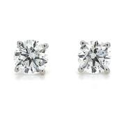 14ct White Gold 1.02ct-1.05ct Laboratory Grown Round Four Claw Diamond Earrings image