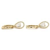 9ct Yellow Gold Twisted &amp; Cz Pear Drop Hoops image