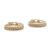 9ct Yellow Gold CZ Huggie Hoop Earrings