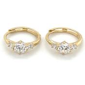 9ct Yellow Gold Trilogy Cz Hoop Earrings