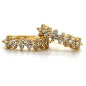 Golden Floral Cz Hoop Earrings image