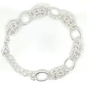 Aura Sterling Silver Oval Link Textured Train Bracelet image