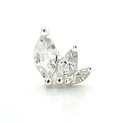 Sterling Silver Triple Marquise Cz Single Ear Stud image