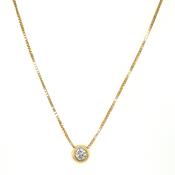 Golden Bezel Set Cz Pendant Necklace