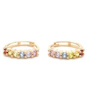 9ct Yellow Gold Coloured CZ Clicker Hoops