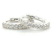 Sterling Silver Small Cz Clicker Hoop Earrings