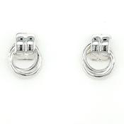 Sterling Silver Double Drop Intertwined Ring Earrings