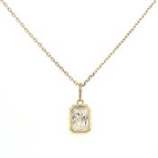 9ct Yellow Gold Bezel Set Cz Pendant Necklace
