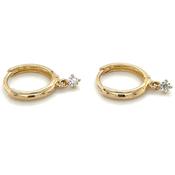 9ct / 14ct Yellow Gold Hoop Earrings With Diamond Drop image
