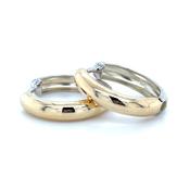 9ct Gold Two Tone Clicker Hoop Earrings