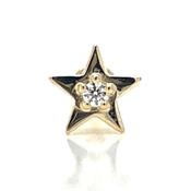9ct Yellow Gold Star and Cz Single Flatback Earring
