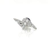 9ct White Gold Lightening Bolt Single Flatback Earring