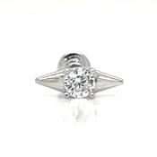 9ct White Gold Plain and Cz Single Flatback Earring