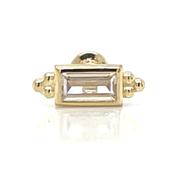 9ct Yellow Gold Emerald Cut Cz Single Flatback Earring