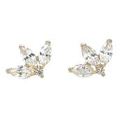 9ct Yellow Gold Lotus Cz Three Stone Stud Earrings